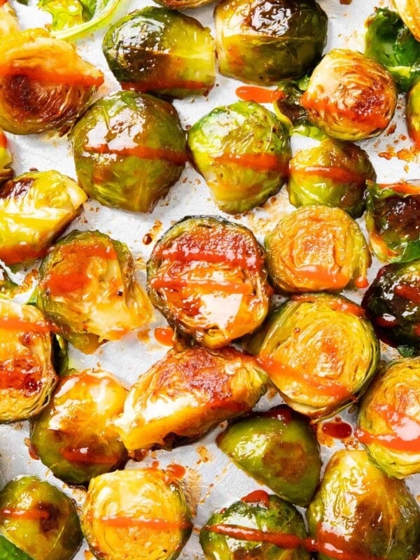 Closeup photo of Honey Sriracha Brussels Sprouts