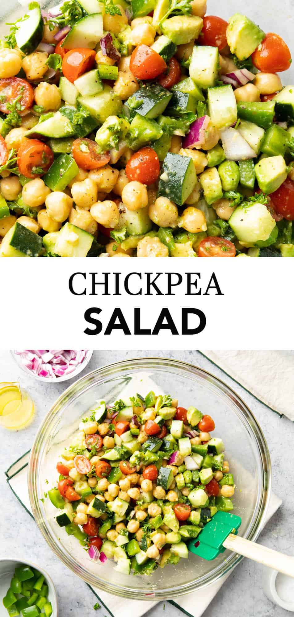 Chickpea Salad Recipe w/ Cucumbers & Avocado - Beaming Baker