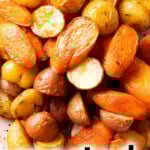 Roasted Carrots and Potatoes long Pinterest image.