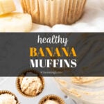 Healthy Banana Muffins medium Pinterest image.