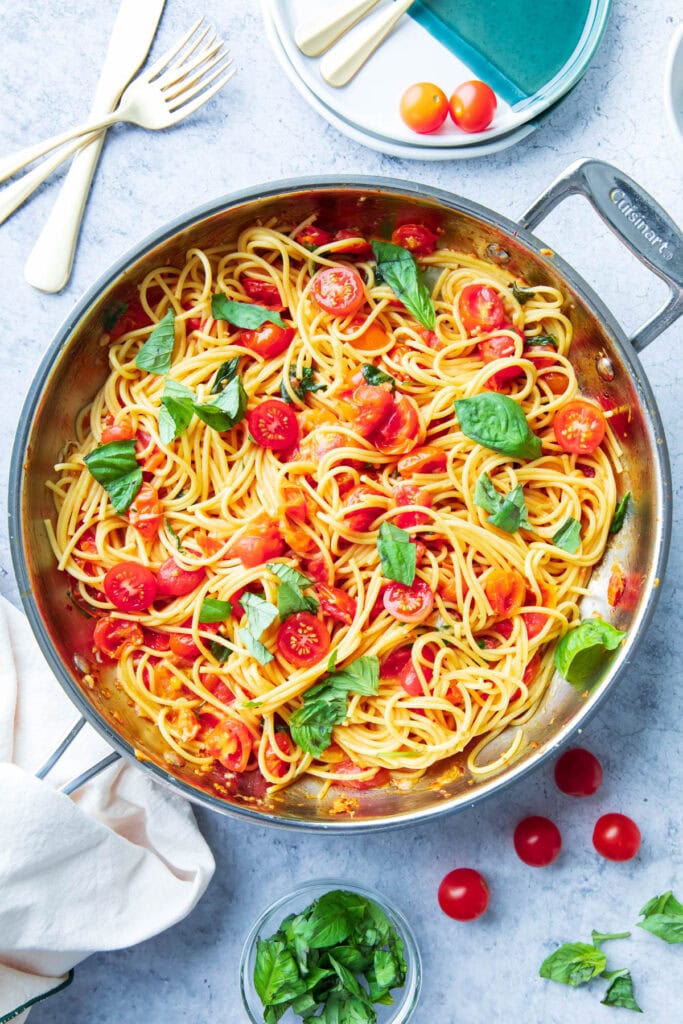 Fresh Tomato Basil Pasta Recipe - Beaming Baker