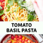 Przeciętny obraz Pinteresta dla makaronu z bazylią i pomidorami.
