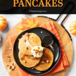Pumpkin Pancakes short Pinterest image.