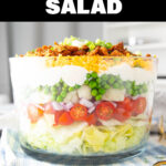 Seven Layer Salad short Pinterest image.