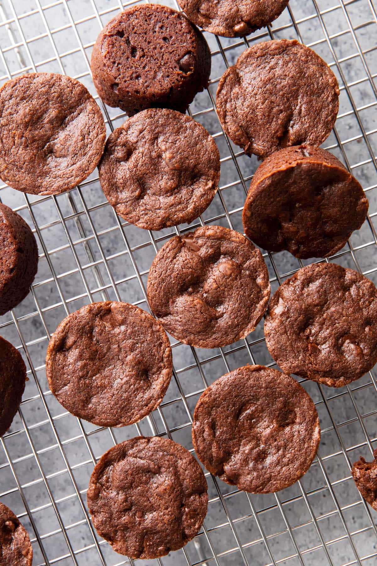 This brownie bites recipe has shiny, crackled tops for chewy, fudgy brownie texture.