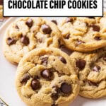 Peanut Butter Chocolate Chip Cookies short Pinterest image.