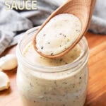 Garlic Parmesan Sauce short Pinterest image.