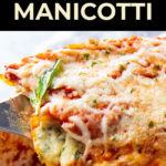 Manicotti Recipe short Pinterest image.