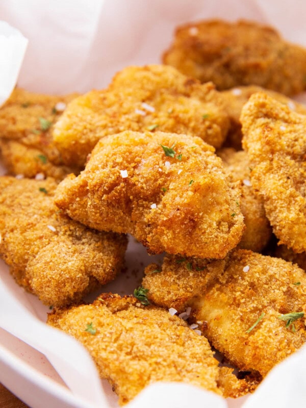 close up of crisp, breadcrumb coating surrounding juicy centers of these appetizers