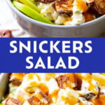 Snickers Apple Salad with Cool Whip Pinterest image.