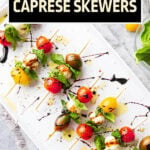 Caprese Skewers short Pinterest image.