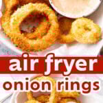 Air Fryer Onion Rings long Pinterest image.