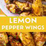 Air Fryer Lemon Pepper Wings long Pinterest image.