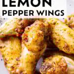 Air Fryer Lemon Pepper Wings short Pinterest image.