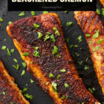 Blackened Salmon Recipe short Pinterest image.