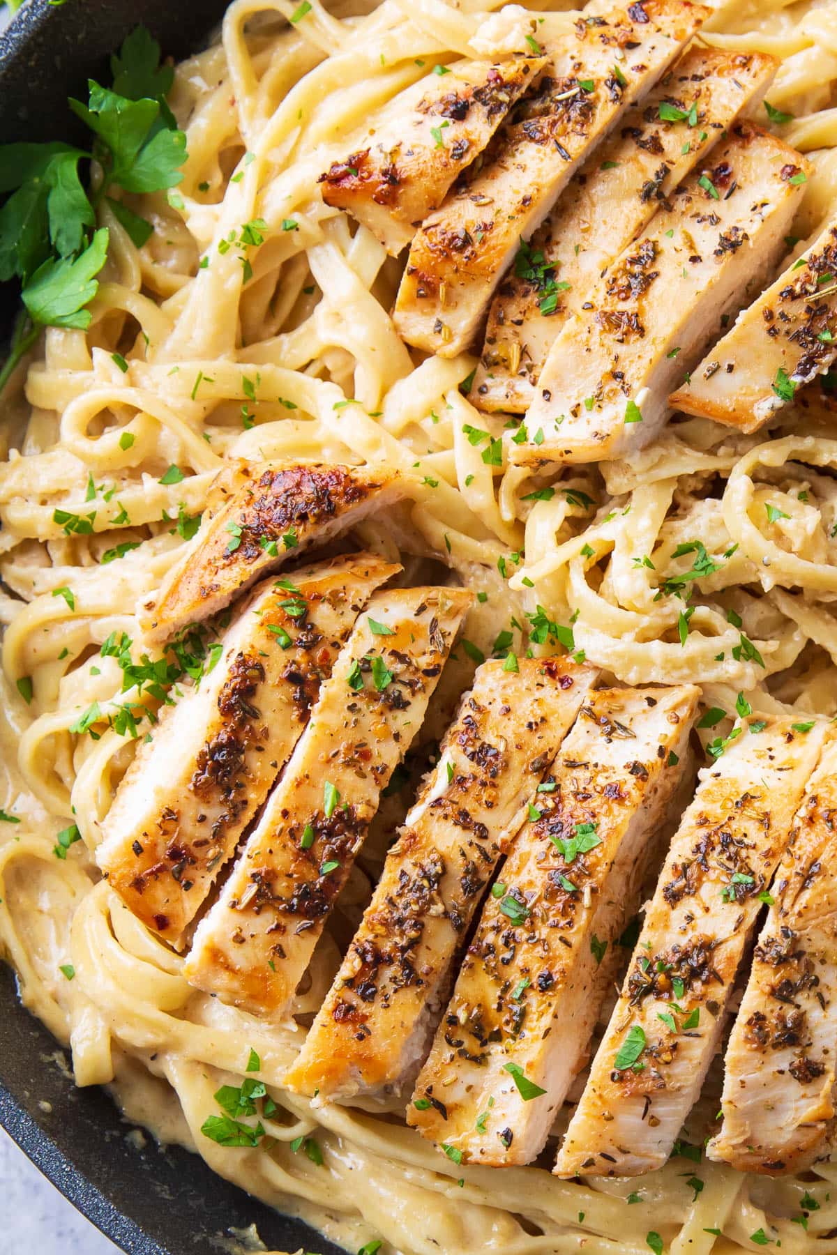 close up of this easy Italian dinner recipe with pasta.