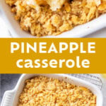 Pineapple Casserole Recipe Pinterest image.