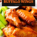 Air Fryer Buffalo Wings short Pinterest image.