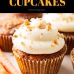 Carrot Cake Cupcakes short Pinterest image.