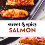 5 Ingredient Spicy Honey Teriyaki Salmon long Pinterest image.