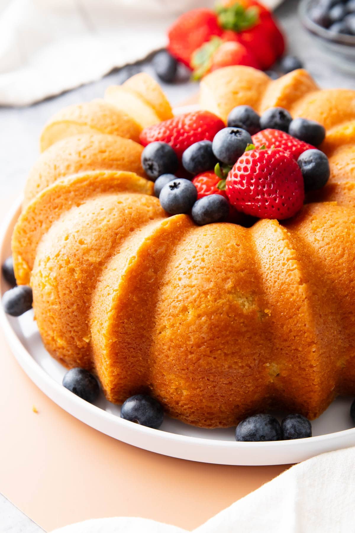 Serving this Southern pound cake with with blueberries and strawberries.