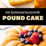 Buttermilk Pound Cake long Pinterest image.