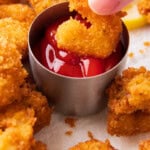 Popcorn Shrimp Recipe long Pinterest image.