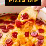 Pizza Dip with Cream Cheese short Pinterest image.