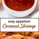 Easy Coconut Shrimp Recipe long Pinterest image.