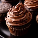 moist chocolate cupcakes are easy and topped with creamy chocolate frosting