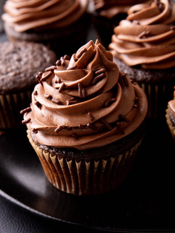 moist chocolate cupcakes are easy and topped with creamy chocolate frosting