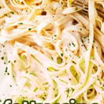 How to Make Fettuccine Alfredo short Pinterest image.