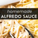 Alfredo sauce Pinterest image.