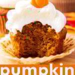 Easy Pumpkin Cupcake Recipe short Pinterest image.