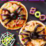 Halloween Mini Spider Pizzas pinterest image.