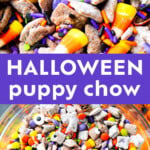Halloween Puppy Chow - Muddy Buddies! Pinterest image.