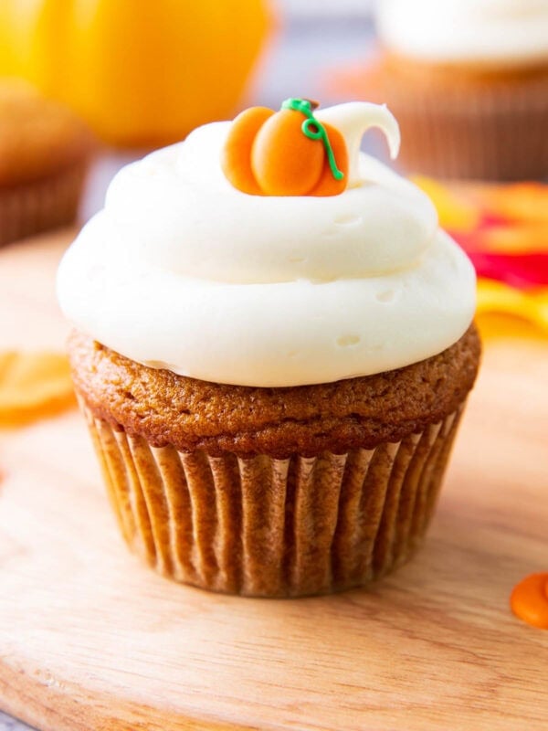 Close up of pumpkin cupcakes