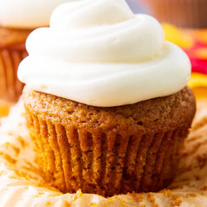 the cupcake wrapper peeled off this easy pumpkin cupcake recipe