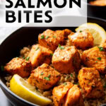 Air Fryer Blackened Salmon Bites short Pinterest image.
