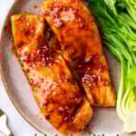 Asian Salmon Recipe short Pinterest image.