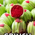 Grinch Oreo Balls short Pinterest image.