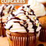Pumpkin Chocolate Chip Cupcakes short Pinterest image.
