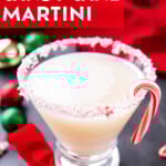 Candy Cane Martini Recipe short Pinterest image.