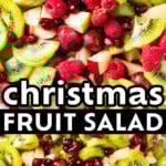 Easy Christmas Fruit Salad long Pinterest image.