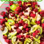 Easy Christmas Fruit Salad short Pinterest image.