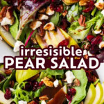 Pear Salad with Feta Cheese, Gorgonzola, or Goat Cheese long Pinterest image.