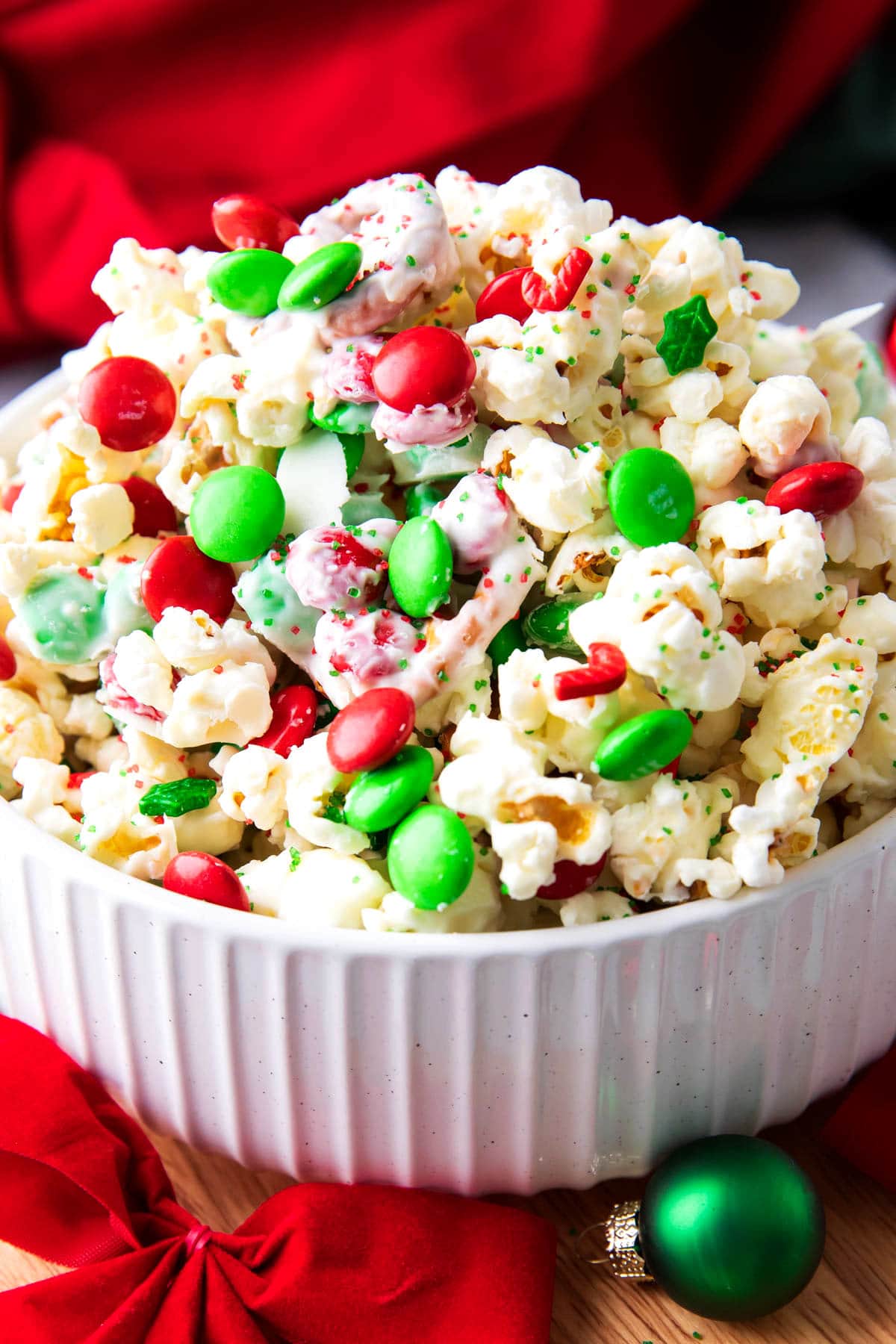 This Christmas popcorn recipe is packed full of texture from crunchy pretzels to melt-in-your-mouth chocolate and white chocolate popcorn.