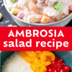 Ambrosia Salad with Cool Whip Recipe Pinterest image.