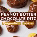 Chocolate Peanut Butter Ritz Cookies long Pinterest image.