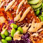 Easy Salmon Rice Bowls Pinterest image.